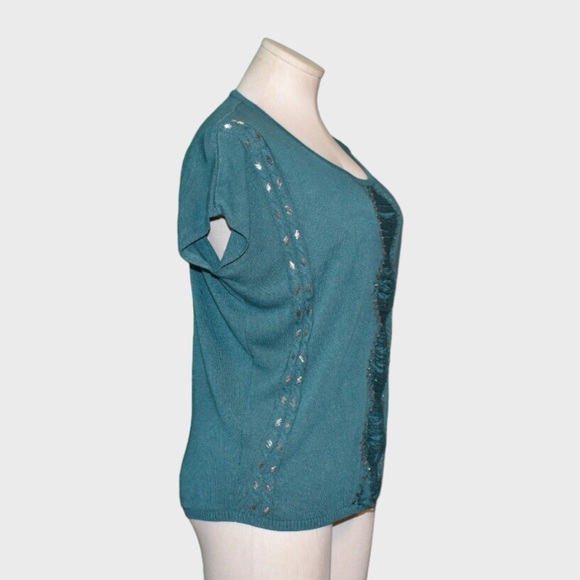 Alberto Makali Frayed Sequin Knit Top - Picture 2 of 5